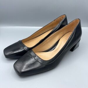 Naturalizer Square Toe Block Heel Pumps Size 8.5M Black Women's Shoes